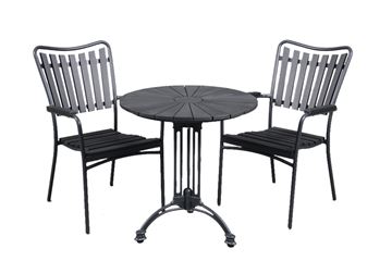 Cafesæt Grå/sort 2 stole